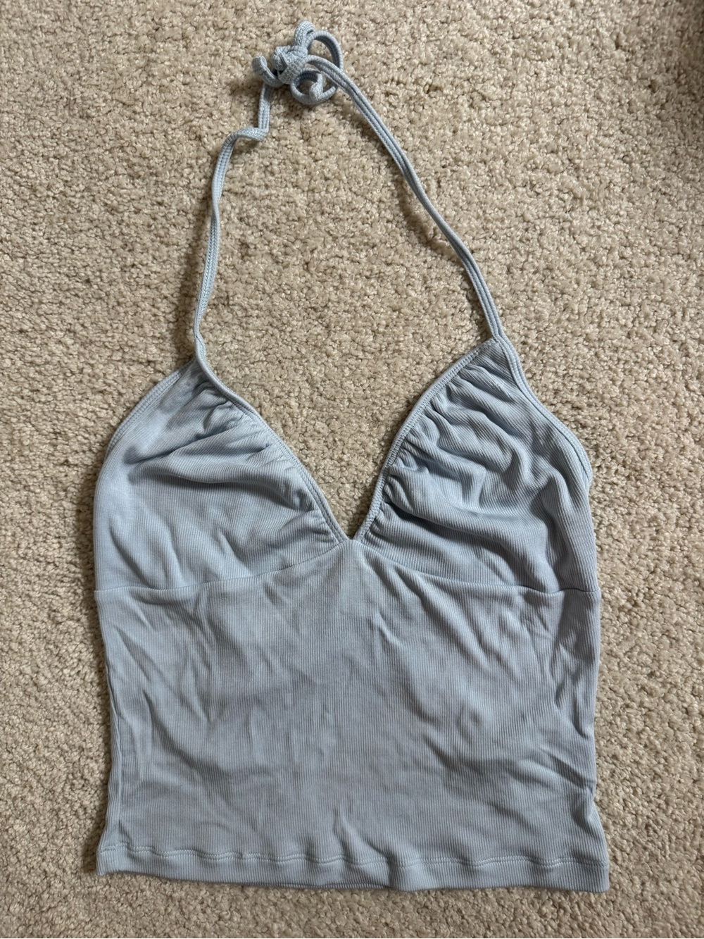 Aritzia (Sunday Best) - Light Blue Halter Ribbed Tank Top - Women's